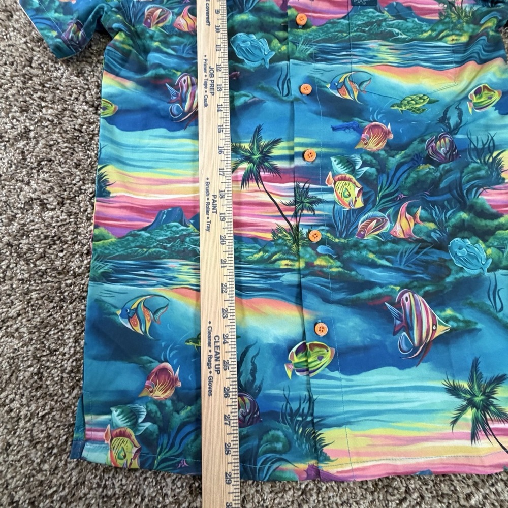 Retro Rifle VENTURA V4 Detective Ocean Print Hawaiian Button Down Shirt XS - Picture 9 of 10